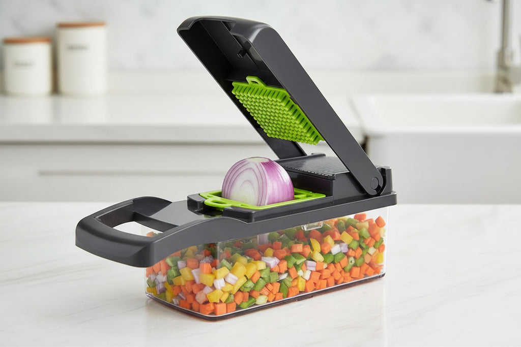 Trancheuse Multifonctionnelle Légumes & Pommes de Terre – Râpe, Coupe-Tranche, Hachoir Manuel Pratique | Accessoire Cuisine Maison