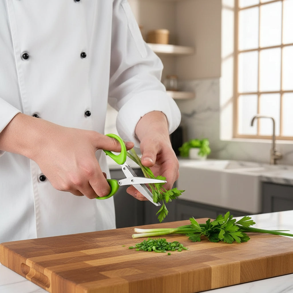 Nouveaux ciseaux de cuisine en acier inoxydable à 5 lames , adaptés à couper et ciselé tous d'herbes et piments