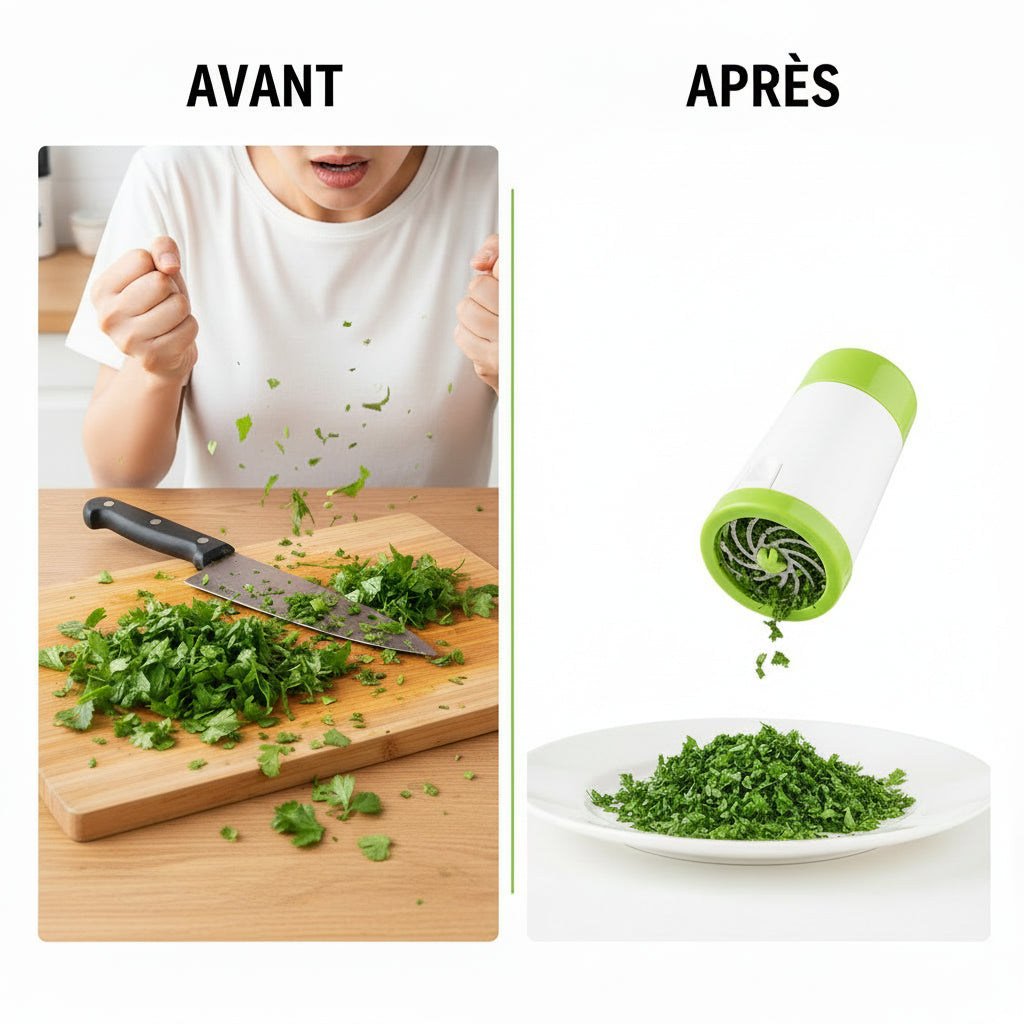 Hachoir à Herbes manuel en acier inoxydable – Moulin à Persil Pratique pour Cuisine Rapide