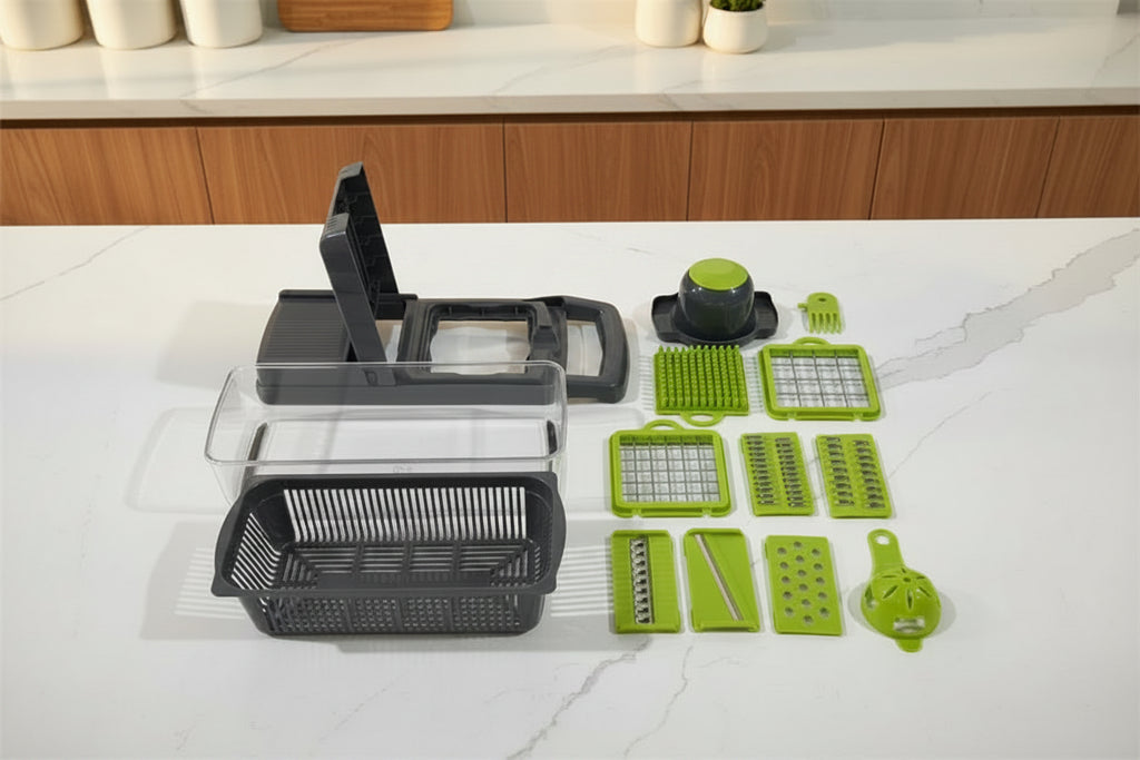 Trancheuse Multifonctionnelle Légumes & Pommes de Terre – Râpe, Coupe-Tranche, Hachoir Manuel Pratique | Accessoire Cuisine Maison