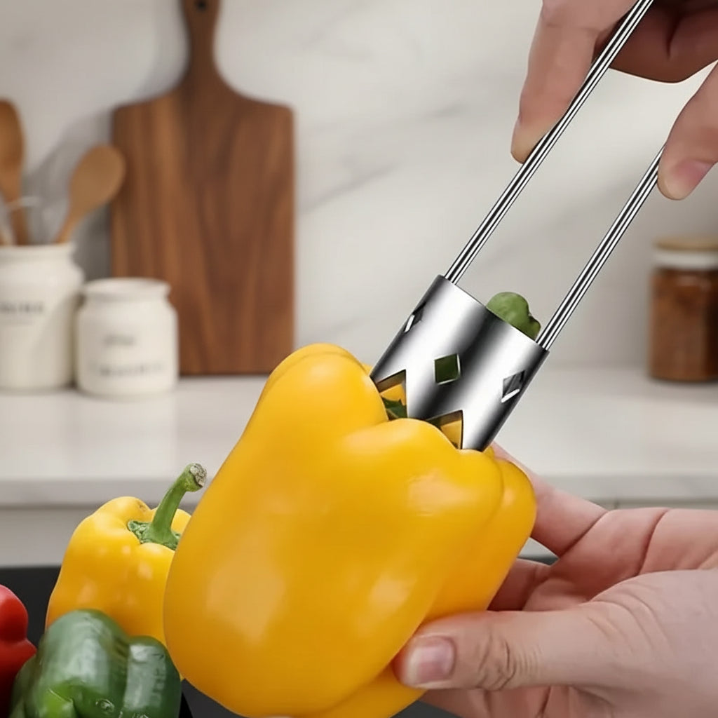 Marre d’Évider vos Fruits à la Main ? Extracteur de Noyau en Inox Rapide pour Pommes et Poivrons