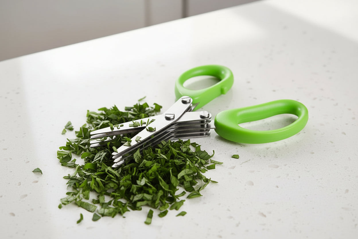 Nouveaux ciseaux de cuisine en acier inoxydable à 5 lames , adaptés à couper et ciselé tous d'herbes et piments