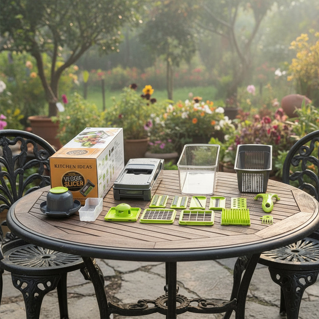 Trancheuse Multifonctionnelle Légumes & Pommes de Terre – Râpe, Coupe-Tranche, Hachoir Manuel Pratique | Accessoire Cuisine Maison