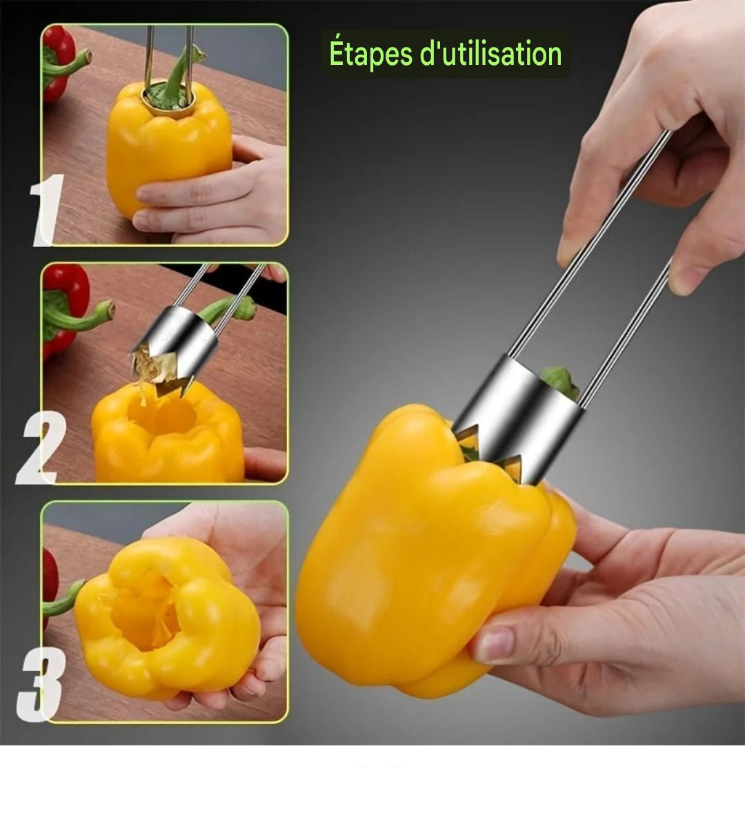 Marre d’Évider vos Fruits à la Main ? Extracteur de Noyau en Inox Rapide pour Pommes et Poivrons