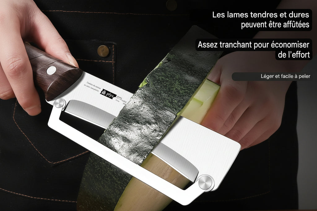 Éplucheur Fruits et Légumes en Acier Inoxydable – Manche en Bois Ergonomique, Outil de Cuisine Multifonction